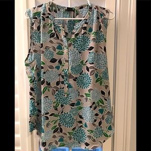 Floral Sleeveless Top - Blue and Green